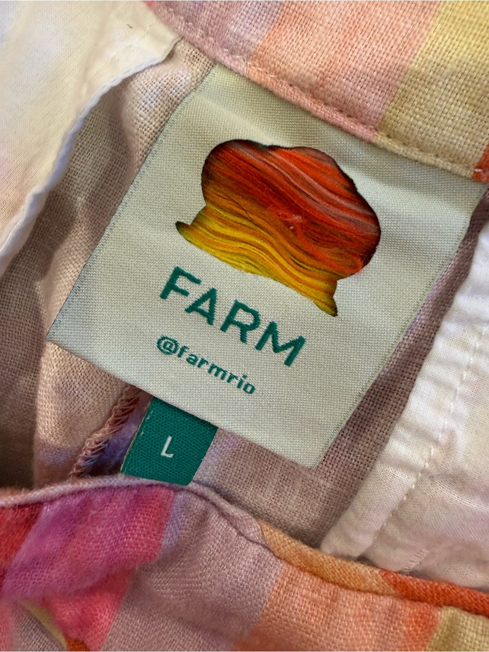 FARM RIO Sunny Striped Linen Pants size Large 100% Linen Tropical Vacation Beach - Picture 7 of 10
